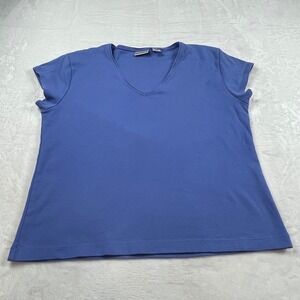 Chicos Periwinkle Blue V-Neck Short Sleeve Cotton Blend T-Shirt Size 3 Large